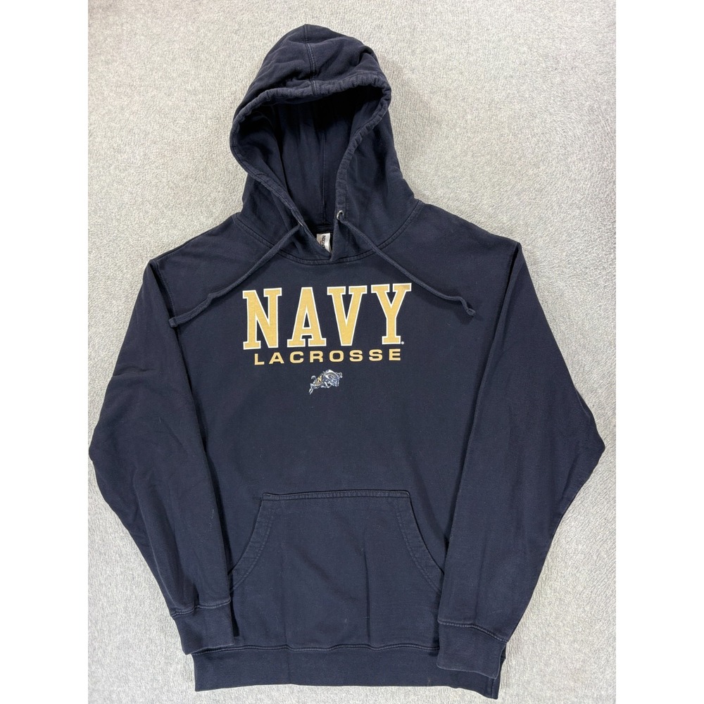 Navy Midshipmen Lacrosse Team Issue Hoodie Sweatshirt (Men's Medium) Blue